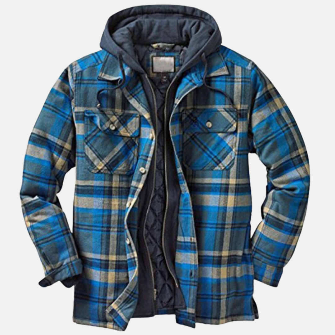 Men's Quilted Jacket Plaid Warm Comfortable
