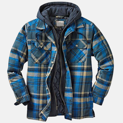 Men's Quilted Jacket Plaid Warm Comfortable