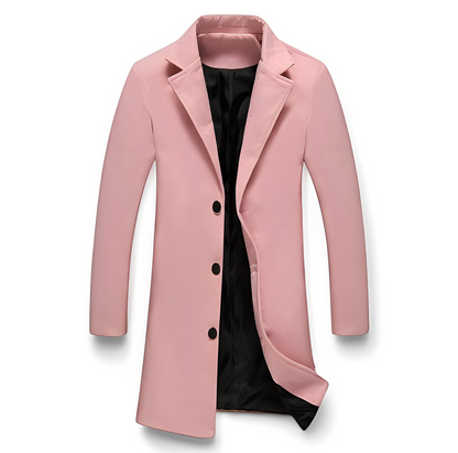 Elegant Men's Formal Black Wool Coat