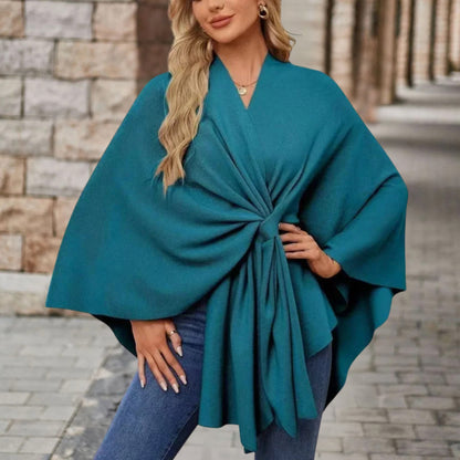 Women's top with cape effect and front knot