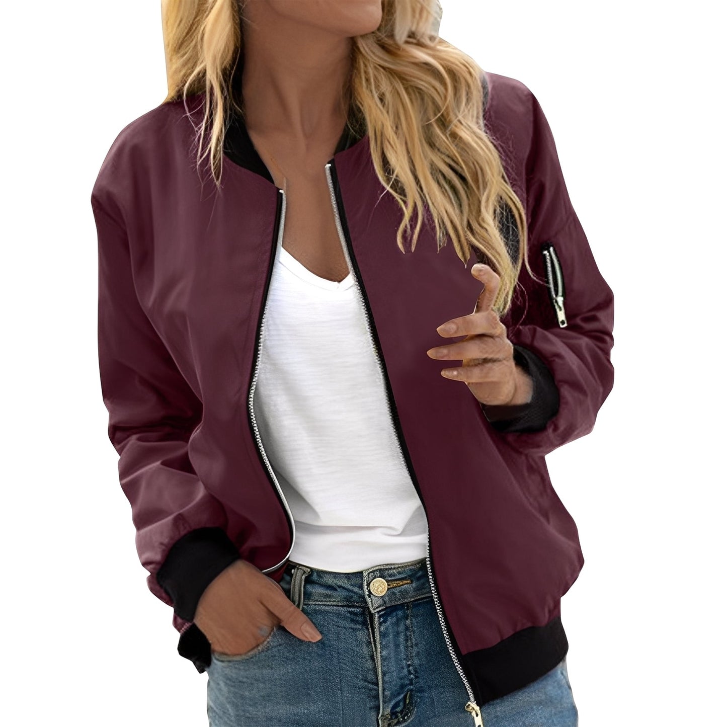 Stylish Women's Bomber Jacket Retro Chic