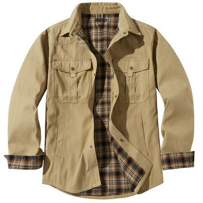 Men's Plus Size Flannel Plaid Hooded Jacket