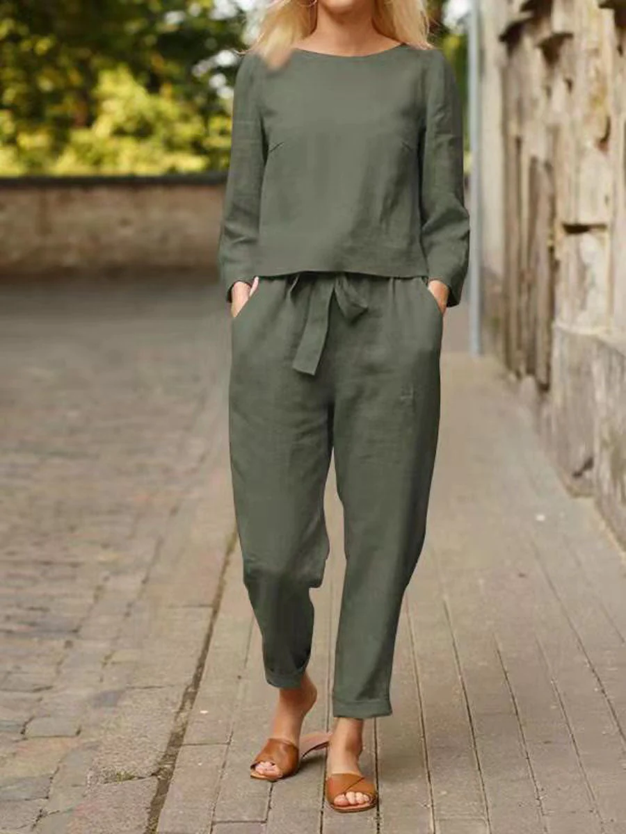 Women's Sports Set Long Sleeve Top High Waist Pants