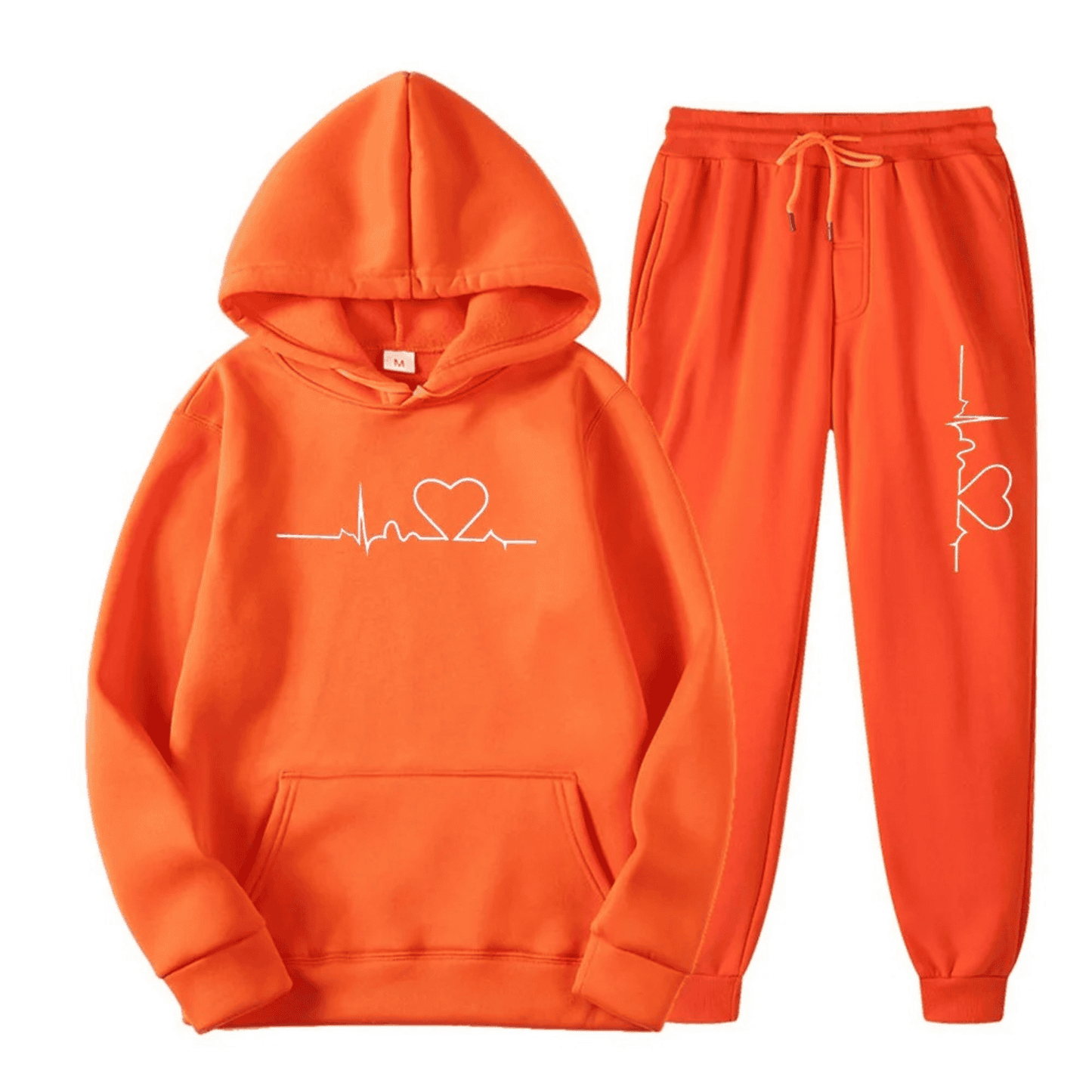 Women's Sports Tracksuit Heart Design Hoodie Jogging Pants Set