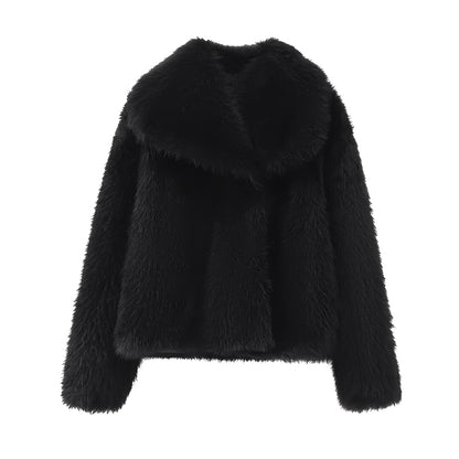 Elegant Women's Faux Fur Luxury Design Coat