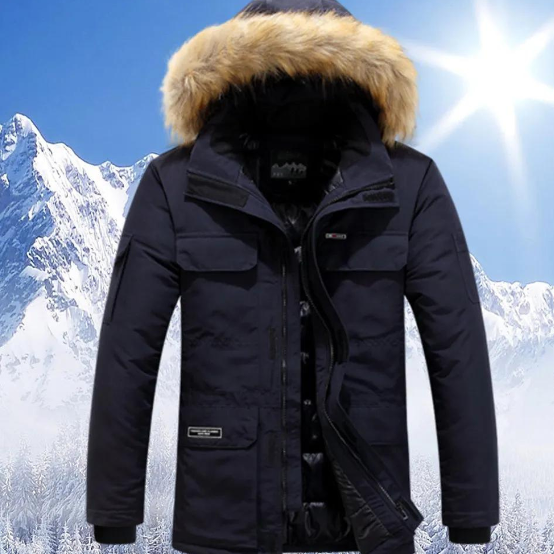 Herren Parka Winterjacke mit Pelz Kragen