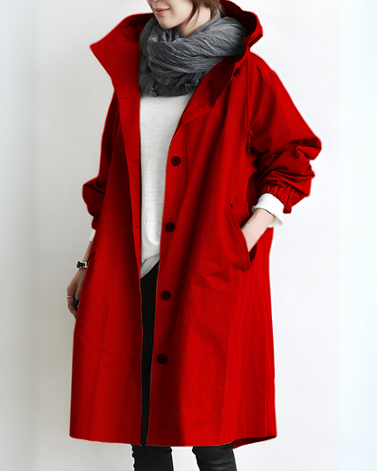Elegant Women's Hooded Trench Coat
