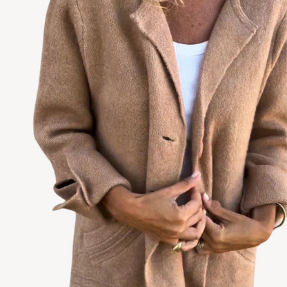 Women's Long Wool Blend Jacket with Buttons