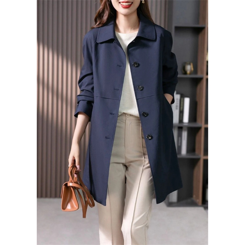 Elegant Women's Fitted Classic Trench Coat