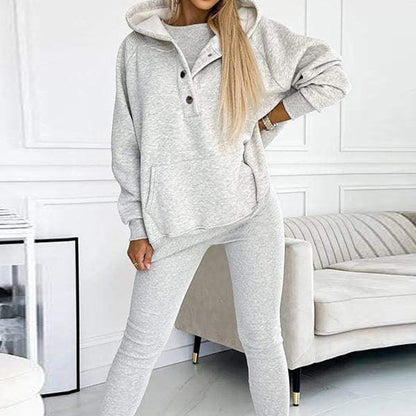 Women's 3-piece Sports Suit Hoodie Slim Pants
