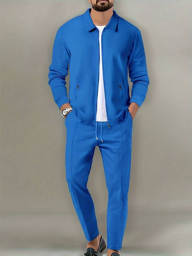 Tracksuit waffle design two-piece sporty