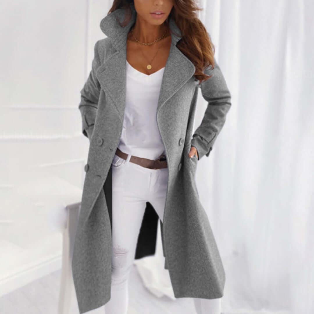 Women's Mid-Length Fleece Trench Coat Warm