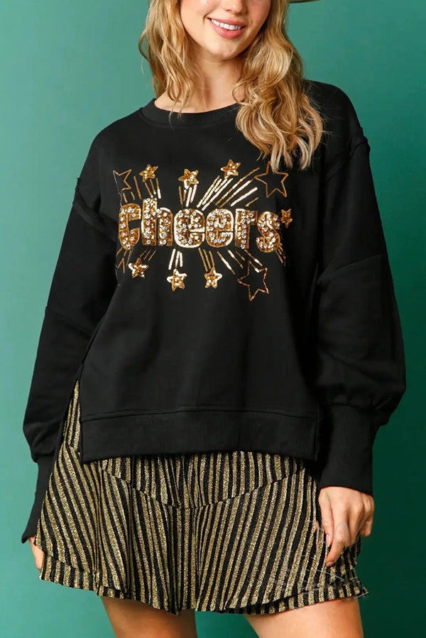 Christmas Sweatshirt Round Neck Glitter Effect