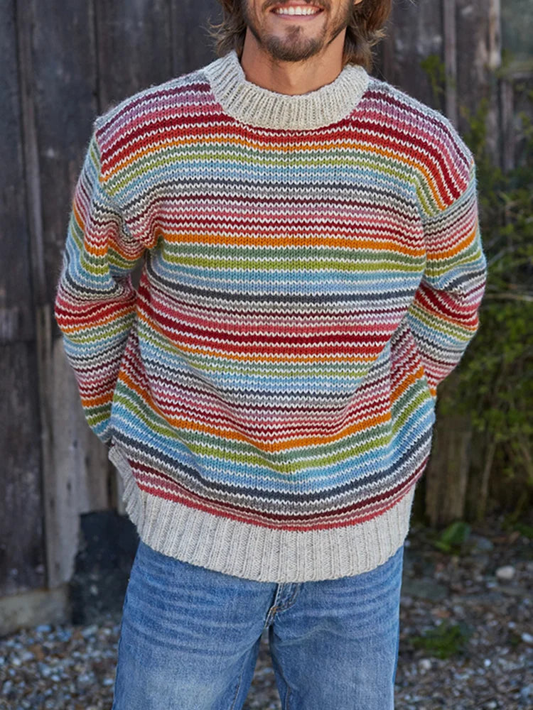 Bunte Regenbogenpullover Rundhals - IdealeKleiden