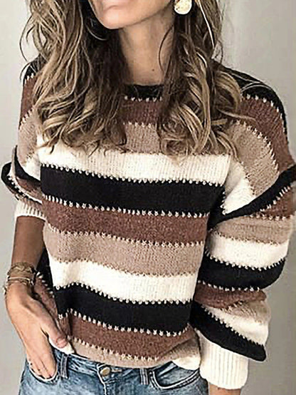 Loose Oversized Sweaters with Stripes