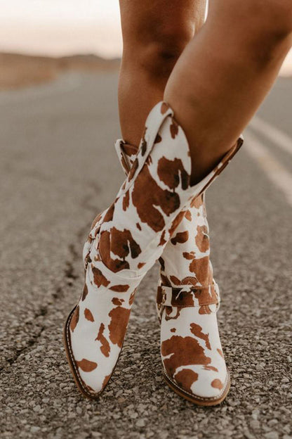 Women's Boots Western Style Cowhide Look