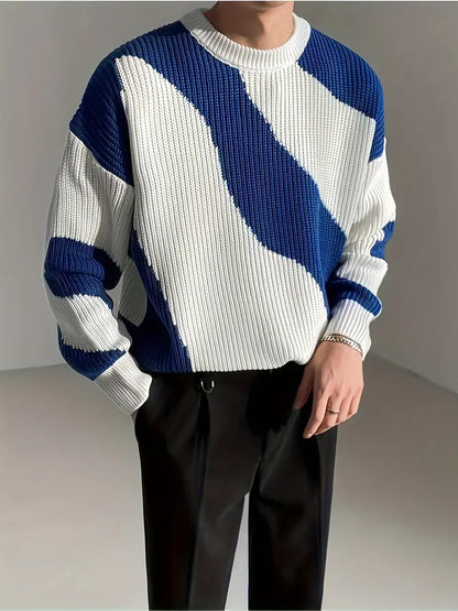 Men's Sweater Colorful Wave Pattern