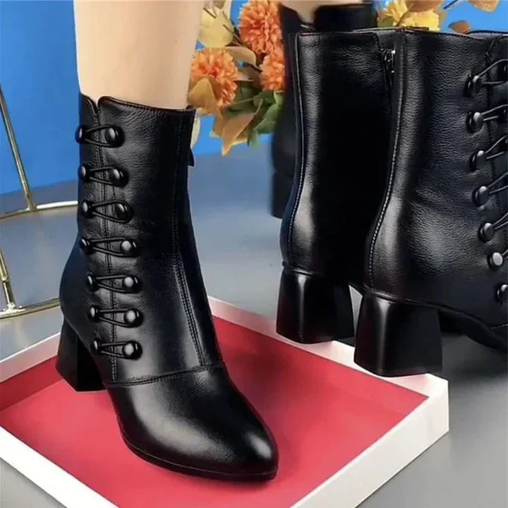 Women's Leather Boots Sturdy Winter Boots