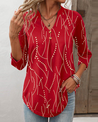 Stylish women's dress with button placket and V-neck
