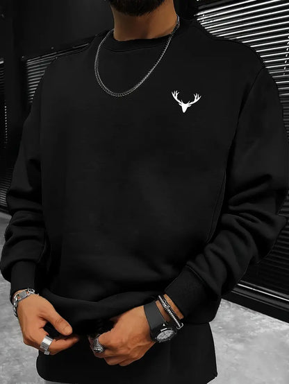 Men's Sweater Deer Pattern Crew Neck