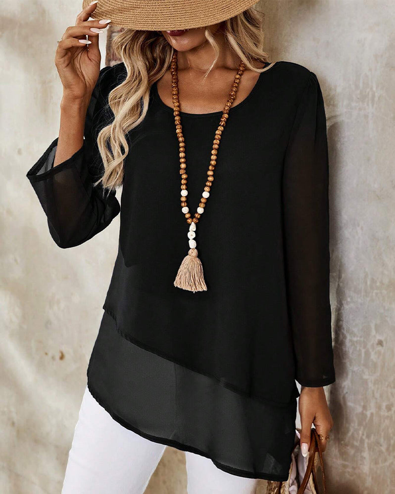 Crew Neck Trendy Double Layer Dress