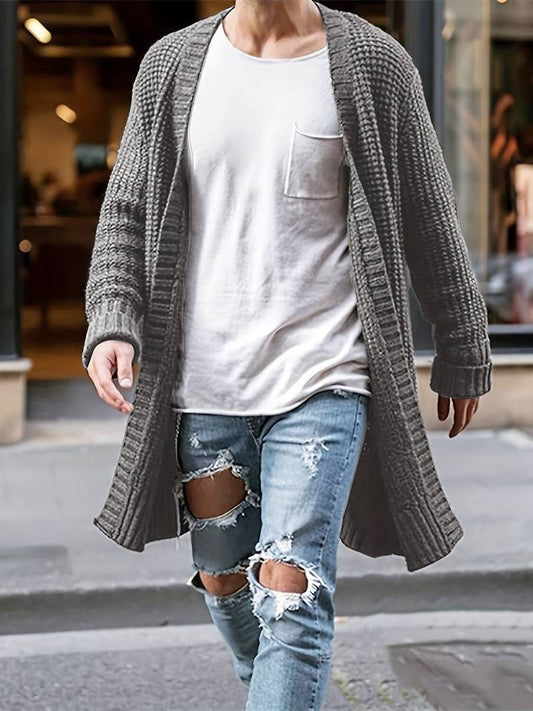 Herren Strickjacke Modern Grau - IdealeKleiden