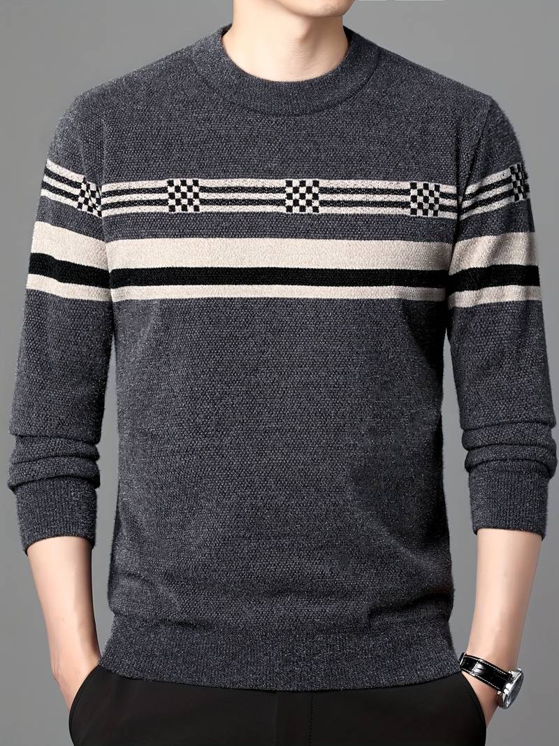 Men's Long-Sleeved Striped Sweater