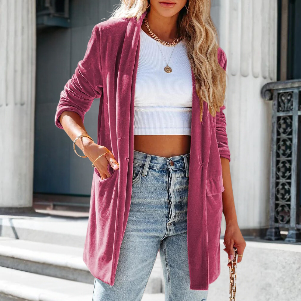 Soft velvet women's jacket - autumn model