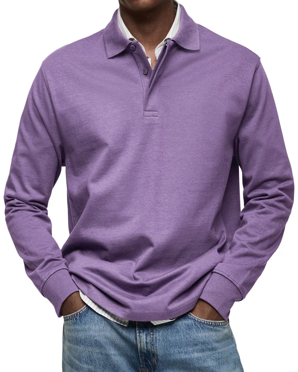 Men's Classic Elegant Long-Sleeve Polo Shirt