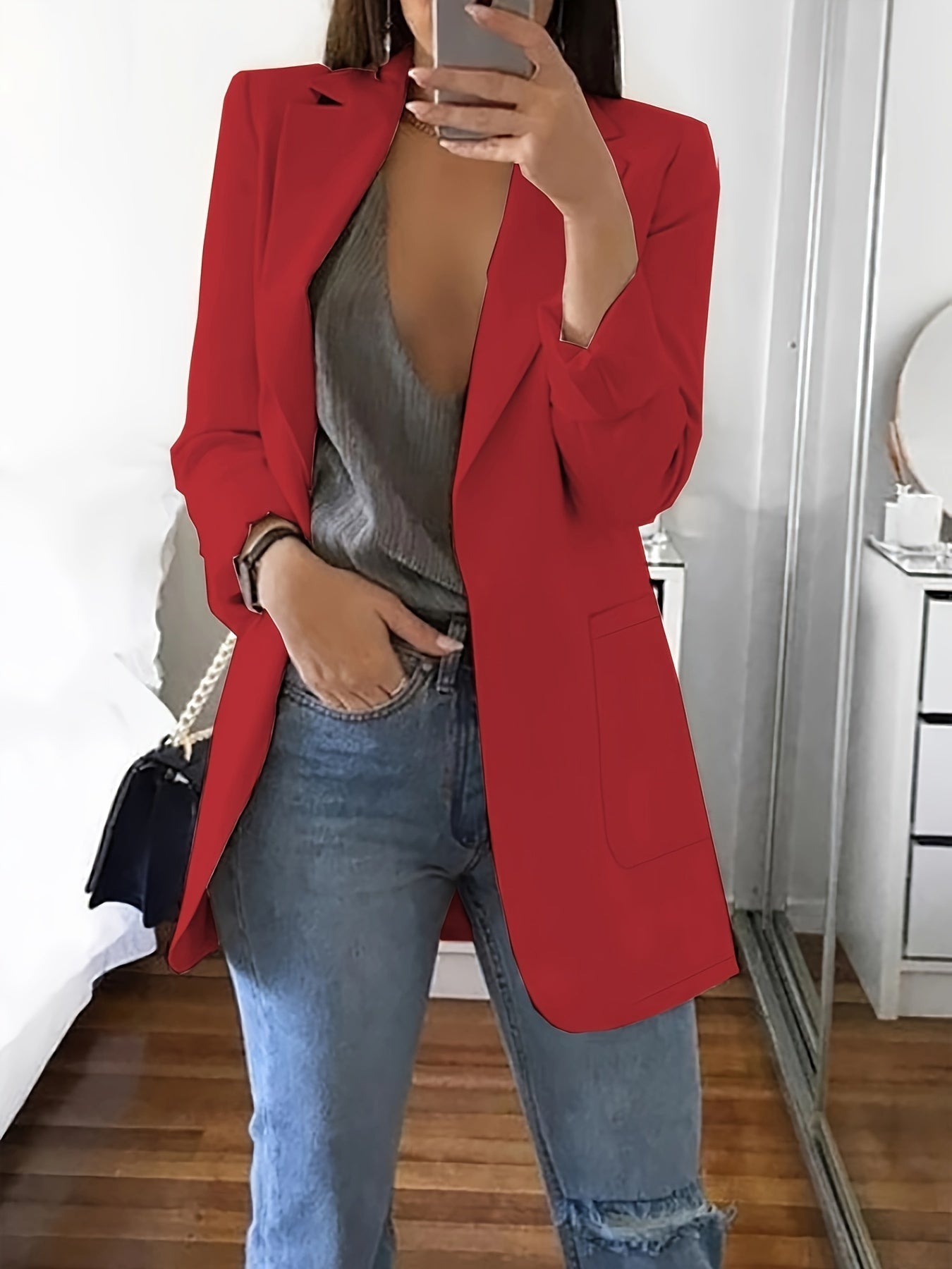 Elegant Women's Blazer Long Modern Business