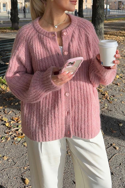 Lässiger Strickpullover Rundhals Damen