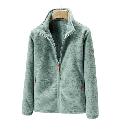 Women's Windproof Fleece Jacket with Floral Pattern