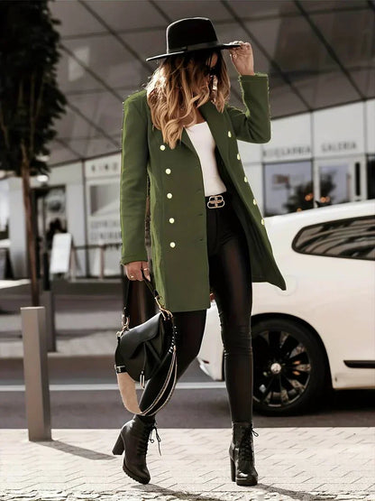 Elegant Women's Slim Fit Wool Coat