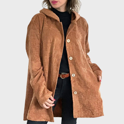 Corduroy Jacket Women Hooded Comfortable