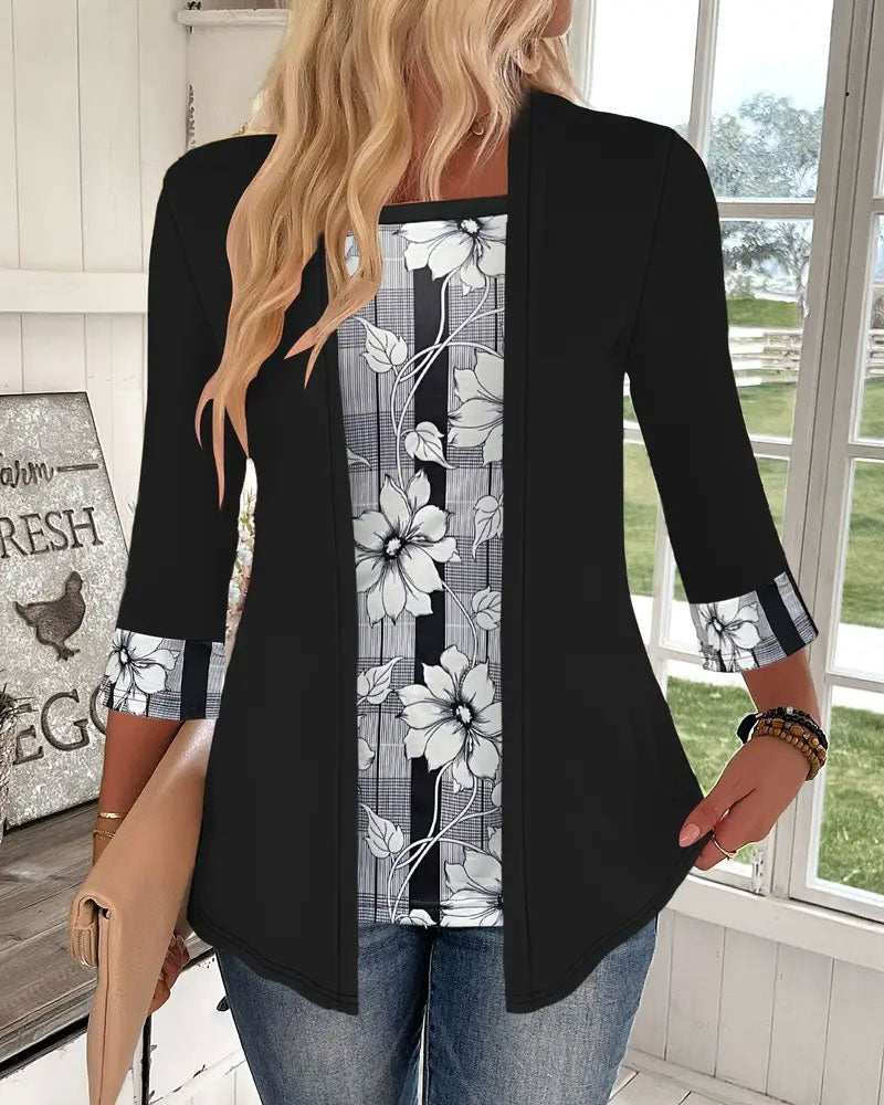 Women's Long-Sleeved Two-Piece Style Top