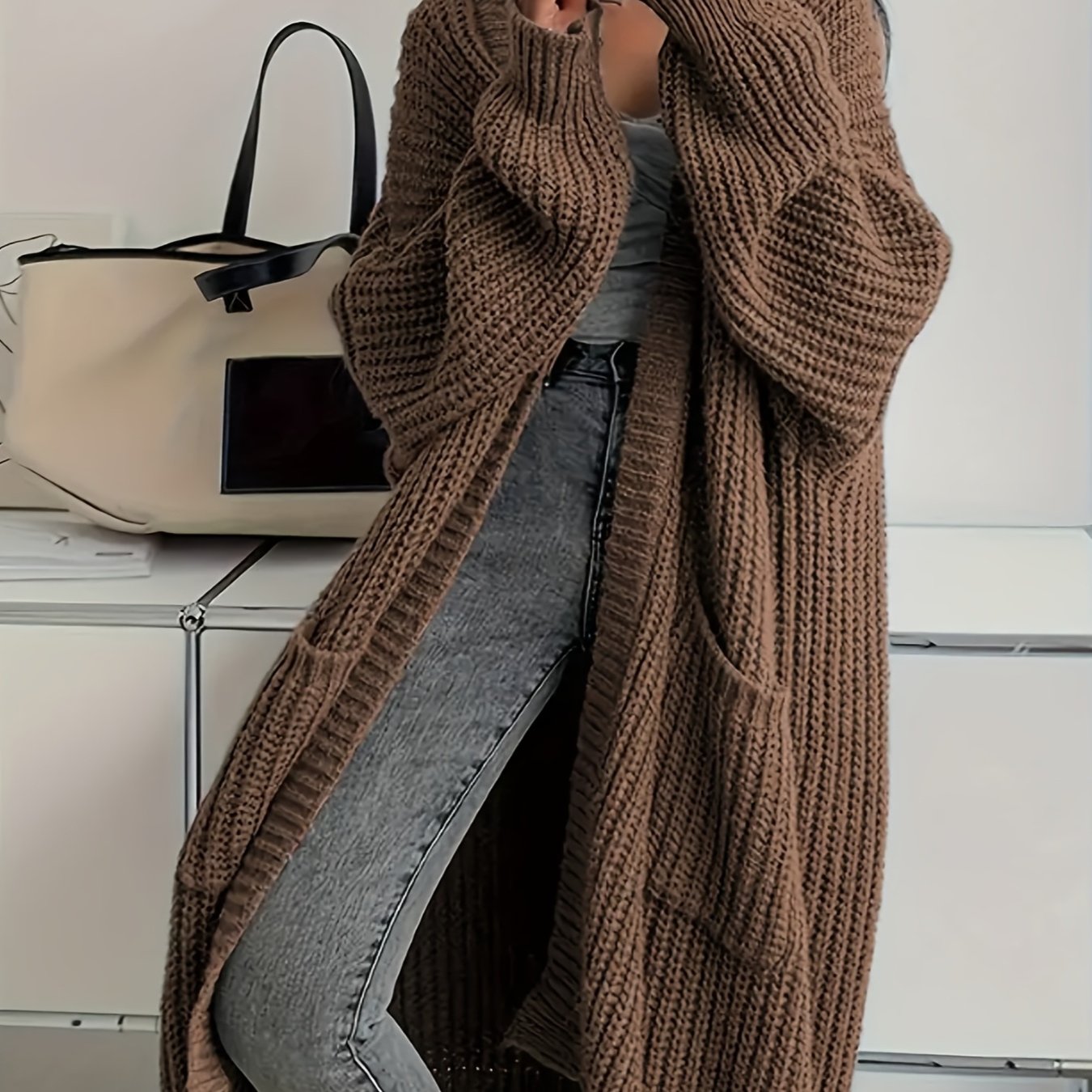 Women's Elegant Knitted Cardigan with Belt