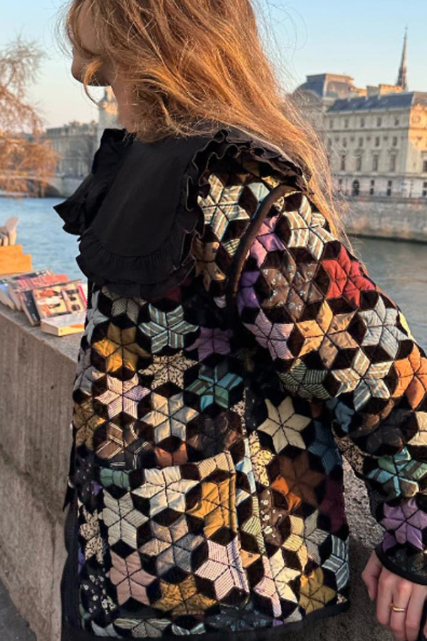 Stylish Cotton Jacket Five-Pointed Star Print