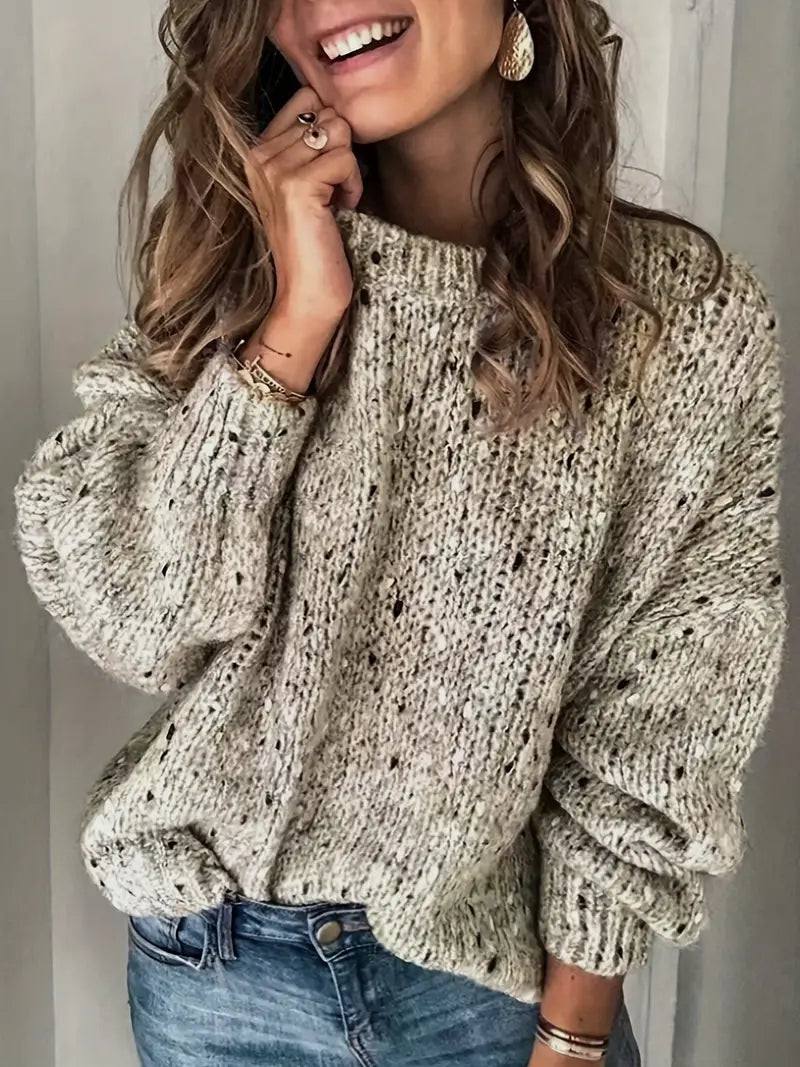 Fashionable crew neck sweatshirt with polka dot pattern