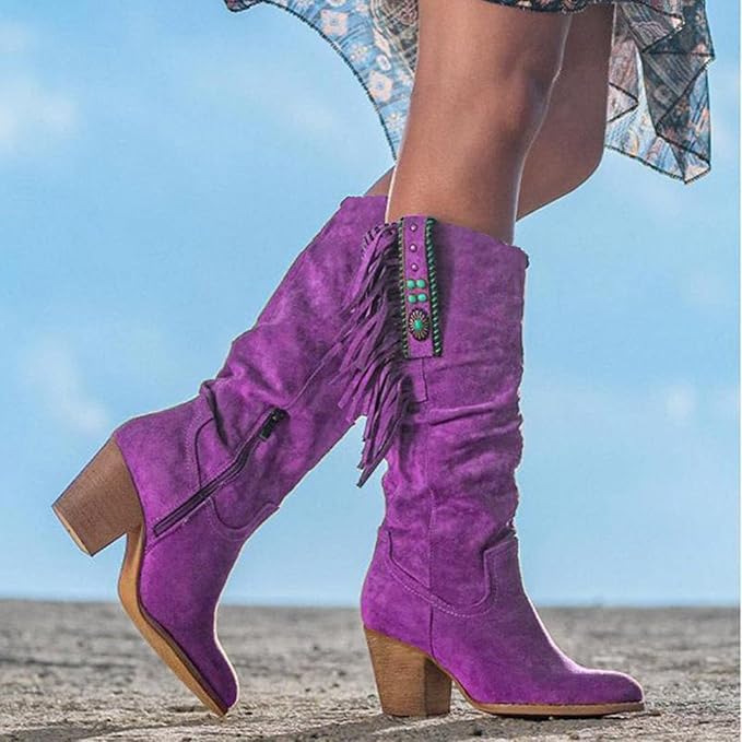 Men's Western boots with fringe design
