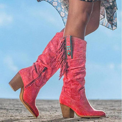 Men's Western boots with fringe design