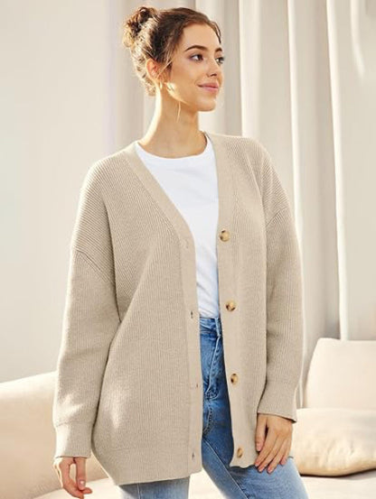 Women's Oversized V-Neck Button Cardigan Autumn Fashion