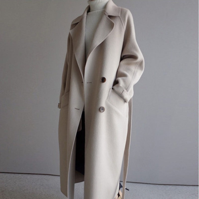 Oversized Wool Blend Double Breasted Classic Coat