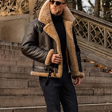 Herren Lederjacke Stilvoll Schwarz - IdealeKleiden