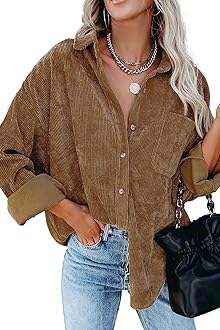 Elegant corduroy pants with a blouse and buttons