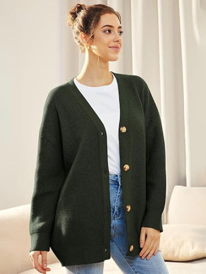 Women's Oversized V-Neck Button Cardigan Autumn Fashion