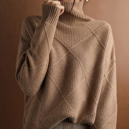 Women's Scarf Turtleneck Diamond Pattern Soft