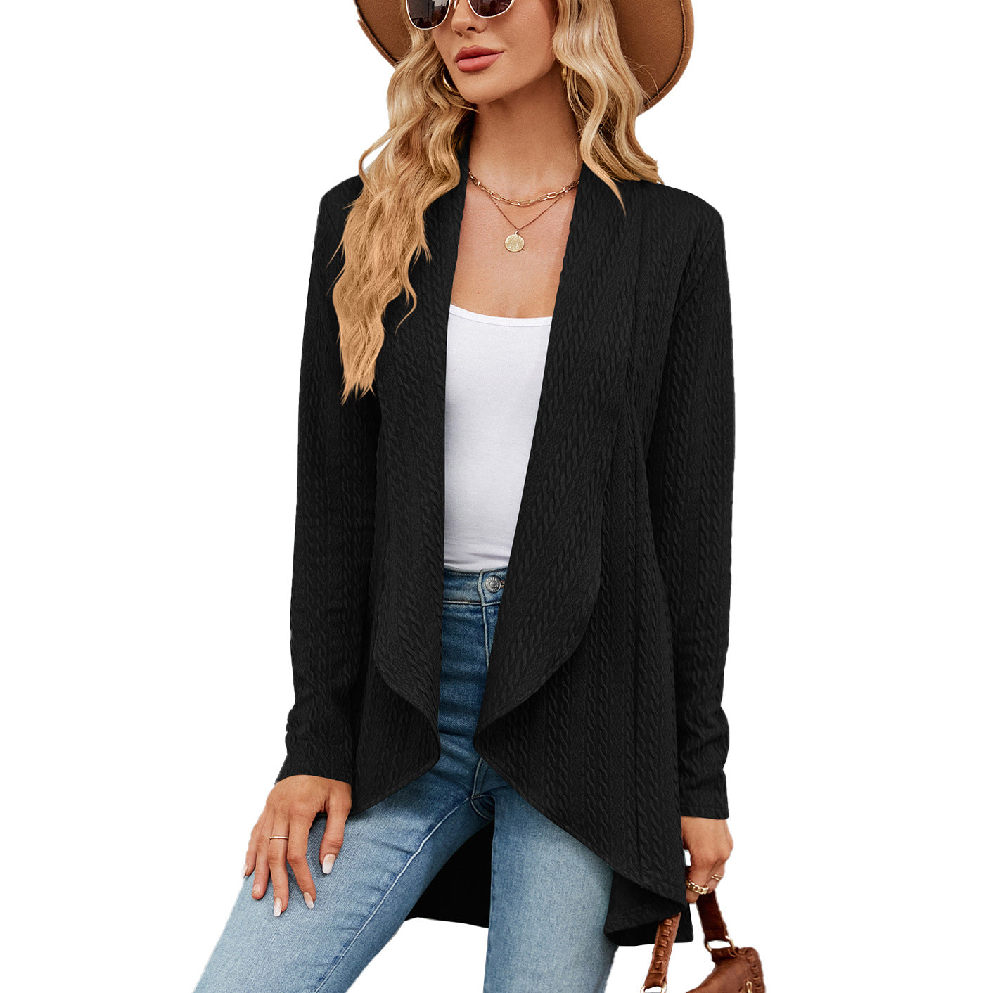 Elegant Women's Long Sleeve Plain Colored Jacket