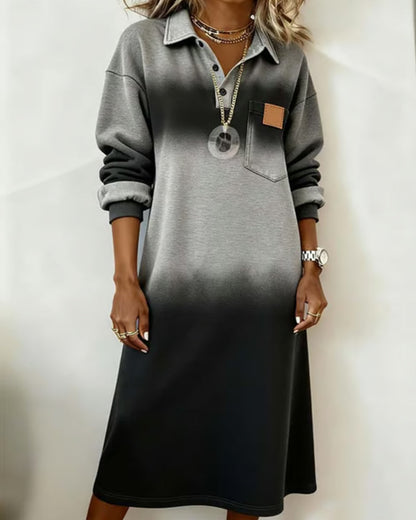 Ombre Dress Long Sleeve Elegant