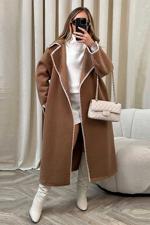 Stylish Winter Jacket Contrast Trim Plus Sizes