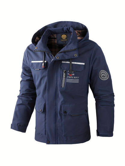 Men's practical outdoor hooded jacket